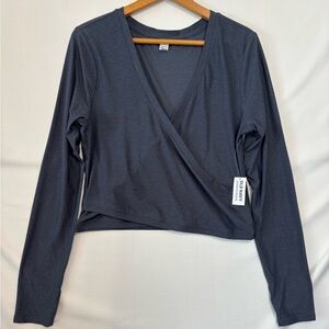 OLD NAVY NWT Dark Gray Ballet Wrap Top Size Large